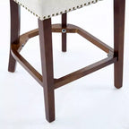 CLIHOME Lot de 2 tabourets de bar mi-siècle hauteur comptoir, chaises d'appoint de cuisine rembourrées en tissu lin de style campagnard avec dossier incurvé