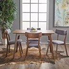 Ensemble de salle à manger 5 pièces GDFStudio Leora, de style moderne du milieu du siècle, en bois et tissu