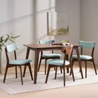 Ensemble de salle à manger 5 pièces GDFStudio Leora, de style moderne du milieu du siècle, en bois et tissu