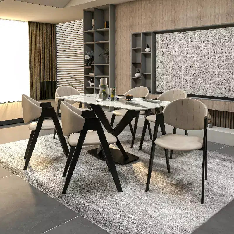 LeisureMod Savor Chaise de salle à manger moderne Chaises d'appoint rembourrées avec dossier incurvé et cadre en fer Chaises de cuisine et de salle à manger du milieu du siècle Lot de 2