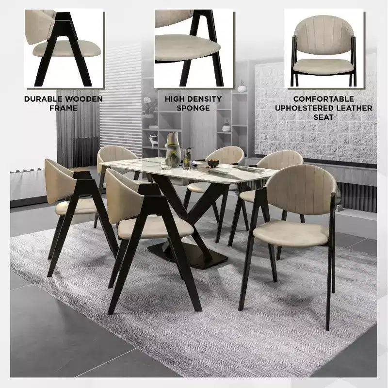 LeisureMod Savor Chaise de salle à manger moderne Chaises d'appoint rembourrées avec dossier incurvé et cadre en fer Chaises de cuisine et de salle à manger du milieu du siècle Lot de 2