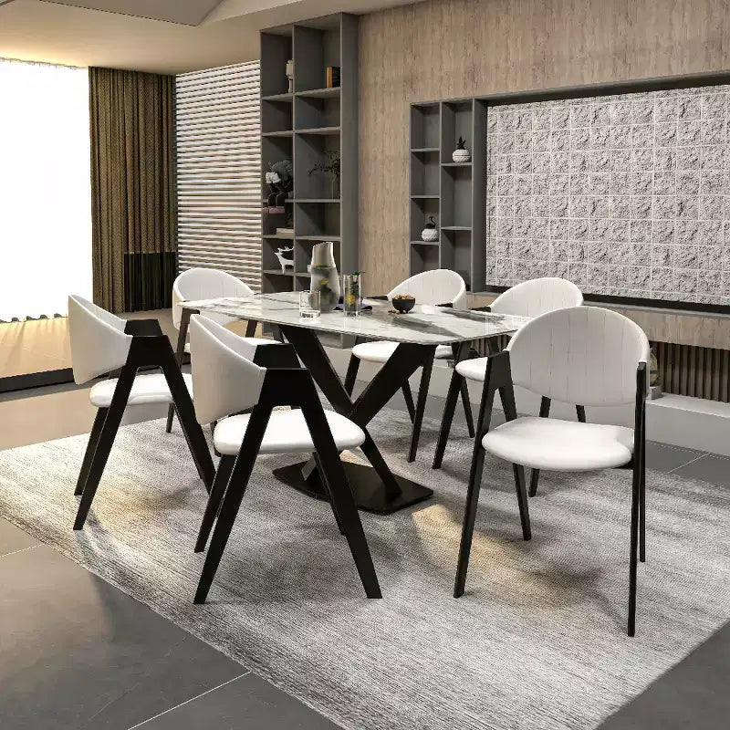 LeisureMod Savor Chaise de salle à manger moderne Chaises d'appoint rembourrées avec dossier incurvé et cadre en fer Chaises de cuisine et de salle à manger du milieu du siècle Lot de 2