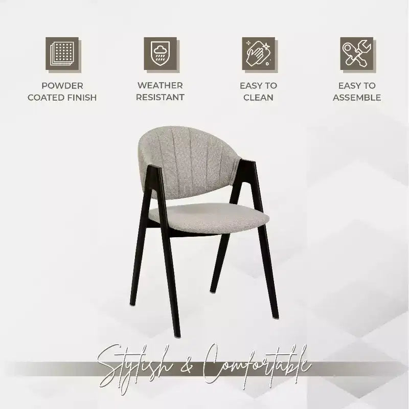 LeisureMod Savor Chaise de salle à manger moderne Chaises d'appoint rembourrées avec dossier incurvé et cadre en fer Chaises de cuisine et de salle à manger du milieu du siècle Lot de 2