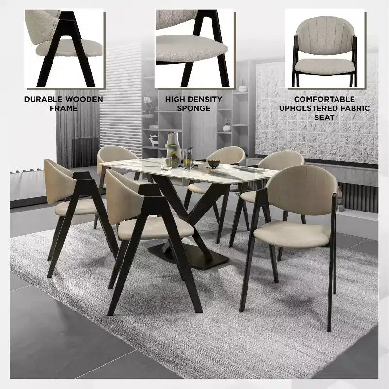LeisureMod Savor Chaise de salle à manger moderne Chaises d'appoint rembourrées avec dossier incurvé et cadre en fer Chaises de cuisine et de salle à manger du milieu du siècle Lot de 2