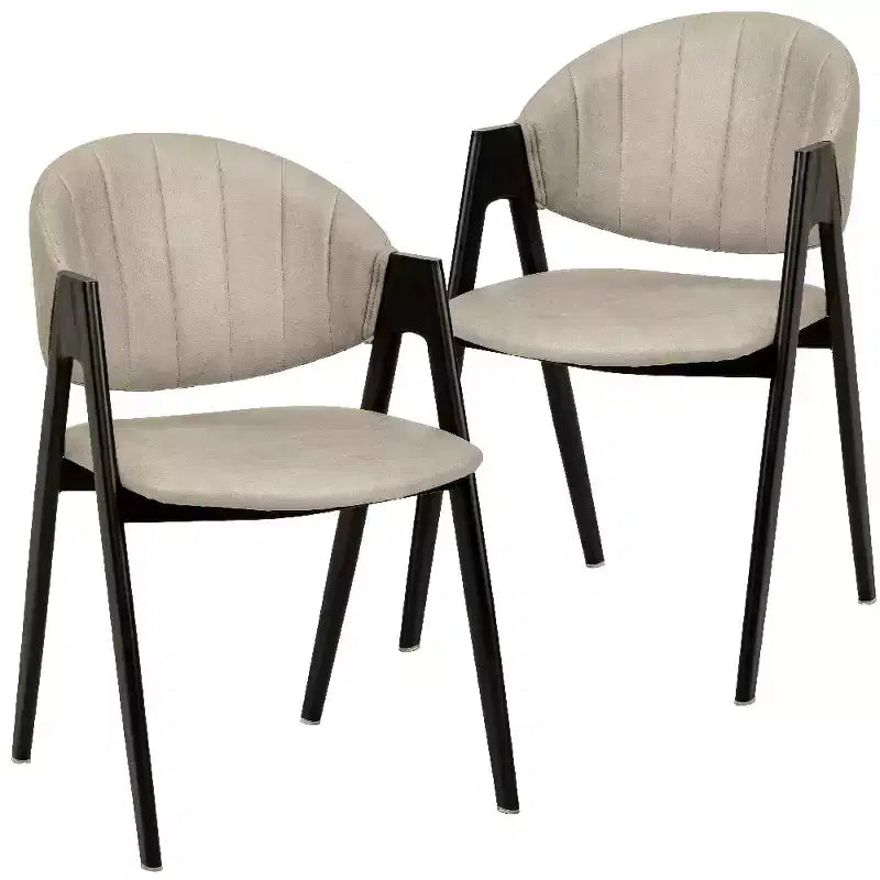 LeisureMod Savor Chaise de salle à manger moderne Chaises d'appoint rembourrées avec dossier incurvé et cadre en fer Chaises de cuisine et de salle à manger du milieu du siècle Lot de 2