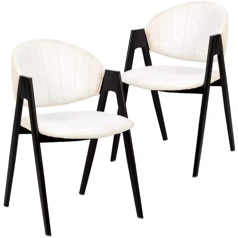 LeisureMod Savor Chaise de salle à manger moderne Chaises d'appoint rembourrées avec dossier incurvé et cadre en fer Chaises de cuisine et de salle à manger du milieu du siècle Lot de 2
