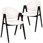 LeisureMod Savor Chaise de salle à manger moderne Chaises d'appoint rembourrées avec dossier incurvé et cadre en fer Chaises de cuisine et de salle à manger du milieu du siècle Lot de 2