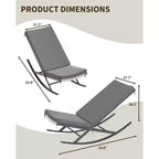 TROPOW Ensemble de 2 fauteuils à bascule de jardin, Chaises longues inclinables en osier d'extérieur, Chaises longues en rotin, Chaises longues en osier pour patio ou bord de piscine avec coussin