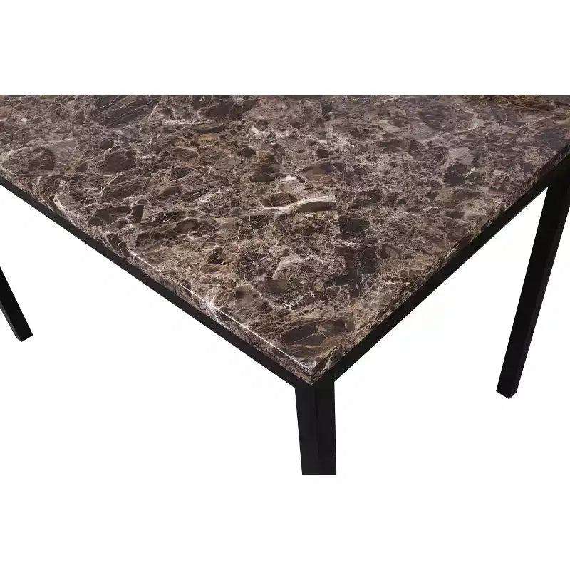 Table de salle à manger Okak 48 Table à manger moderne Table de cuisine avec plateau en faux marbre et pieds en métal pour salle à manger, salon
