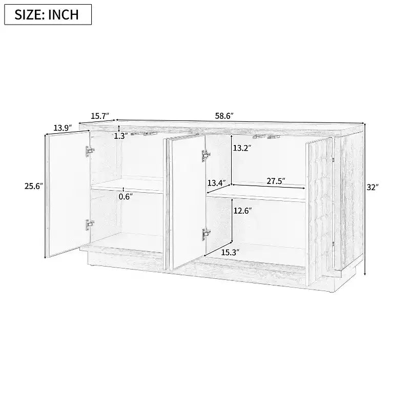 Christopher Knight Home Viviana, buffet de rangement moderne de 149 cm avec 4 portes et étagères réglables