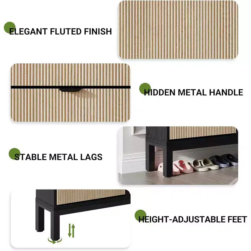 Meuble à chaussures Garvee avec 4 tiroirs basculants, armoire à chaussures en bois, organisateur de chaussures autoportant avec étagères réglables pour entrée, couloir