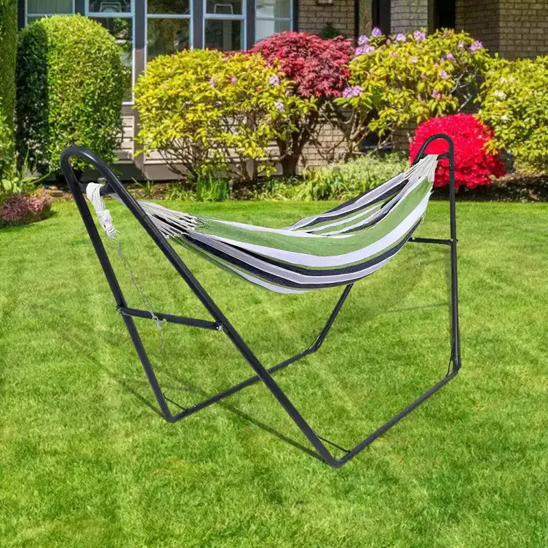 Support de hamac portable robuste - Capacité de 250 kg, compatible avec les hamacs de 2,9 à 4,3 m, cadre en acier pour intérieur/extérieur, noir