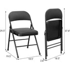 DobleePy Chaises Pliantes Lot de 8, Rembourrées en PU avec Cadre Métallique, Chaises Pliables Portables pour Salle à Manger, Salon et Bureau, Noir