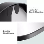 Lot de 2 miroirs muraux à suspendre en alliage d'aluminium noir, avec bord fin et angle droit, en forme d'arche, 79 cm H x 61 cm l