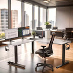 Mount-It! Bureau d'angle électrique réglable en hauteur XL, cadre noir et plateau blanc