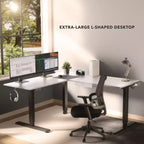 Mount-It! Bureau d'angle électrique réglable en hauteur XL, cadre noir et plateau blanc