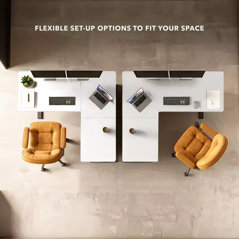Mount-It! Bureau d'angle électrique réglable en hauteur XL, cadre noir et plateau blanc