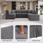 CLIHOME 117.3 Canapé d'angle surdimensionné en U avec canapé-lit escamotable et deux coussins pour le salon