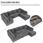 CLIHOME 117.3 Canapé d'angle surdimensionné en U avec canapé-lit escamotable et deux coussins pour le salon