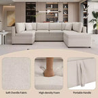 CLIHOME 117.3 Canapé d'angle surdimensionné en U avec canapé-lit escamotable et deux coussins pour le salon