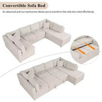 CLIHOME 117.3 Canapé d'angle surdimensionné en U avec canapé-lit escamotable et deux coussins pour le salon