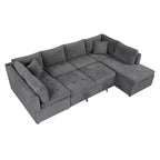 CLIHOME 117.3 Canapé d'angle surdimensionné en U avec canapé-lit escamotable et deux coussins pour le salon