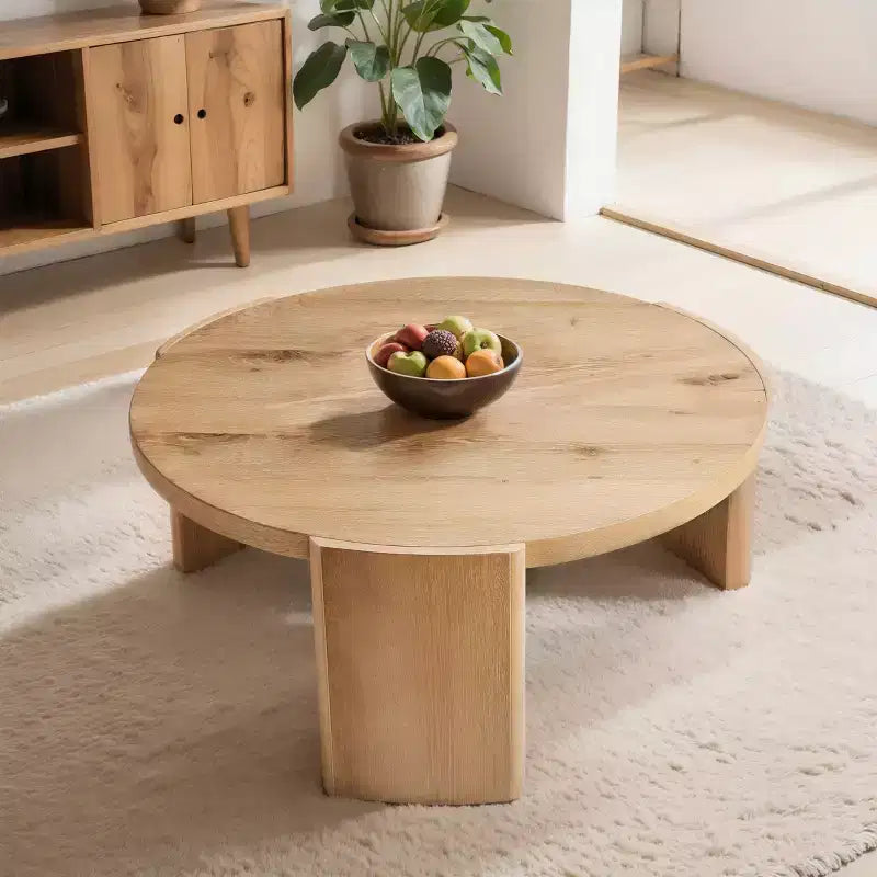 Table d'appoint/de chevet ronde moderne Subrtex, table de canapé en bois massif pour salons et chambres à coucher
