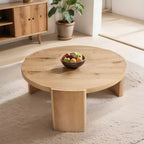Table d'appoint/de chevet ronde moderne Subrtex, table de canapé en bois massif pour salons et chambres à coucher