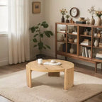 Table d'appoint/de chevet ronde moderne Subrtex, table de canapé en bois massif pour salons et chambres à coucher