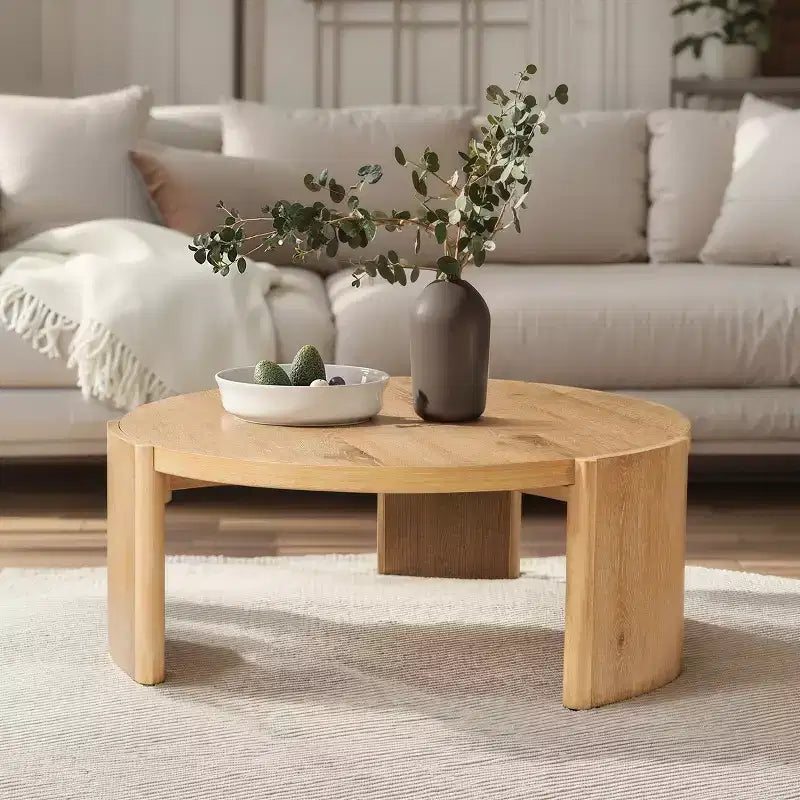 Table d'appoint/de chevet ronde moderne Subrtex, table de canapé en bois massif pour salons et chambres à coucher