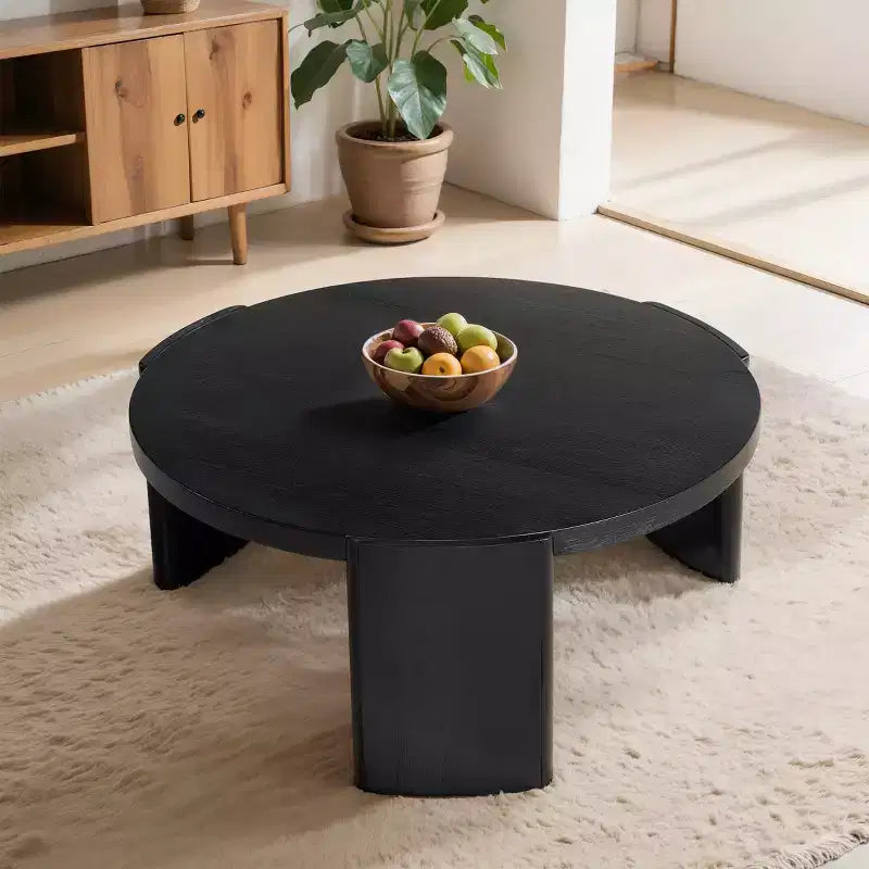 Table d'appoint/de chevet ronde moderne Subrtex, table de canapé en bois massif pour salons et chambres à coucher