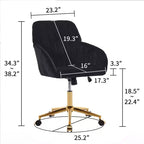 Chaise de bureau ergonomique moderne et réglable Okak avec roulettes, chaise de travail pivotante en velours pour le bureau, l'étude, le studio