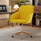 Chaise de bureau ergonomique moderne et réglable Okak avec roulettes, chaise de travail pivotante en velours pour le bureau, l'étude, le studio