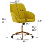Chaise de bureau ergonomique moderne et réglable Okak avec roulettes, chaise de travail pivotante en velours pour le bureau, l'étude, le studio