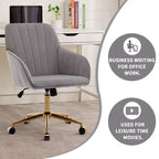 Chaise de bureau ergonomique moderne et réglable Okak avec roulettes, chaise de travail pivotante en velours pour le bureau, l'étude, le studio