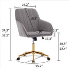 Chaise de bureau ergonomique moderne et réglable Okak avec roulettes, chaise de travail pivotante en velours pour le bureau, l'étude, le studio