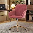 Chaise de bureau ergonomique moderne et réglable Okak avec roulettes, chaise de travail pivotante en velours pour le bureau, l'étude, le studio