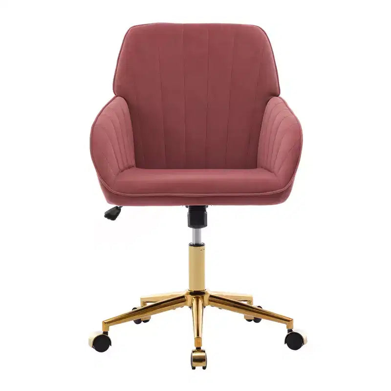 Chaise de bureau ergonomique moderne et réglable Okak avec roulettes, chaise de travail pivotante en velours pour le bureau, l'étude, le studio