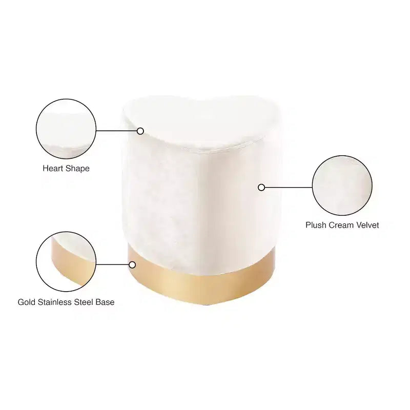 Meridian Furniture, Pouf/Tabouret en velours Heart