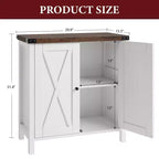 Lot de 2 armoires de rangement de style ferme avec 2 portes et étagères réglables, buffet pour salon, salle à manger, entrée, blanc + marron