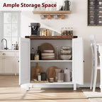 Lot de 2 armoires de rangement de style ferme avec 2 portes et étagères réglables, buffet pour salon, salle à manger, entrée, blanc + marron