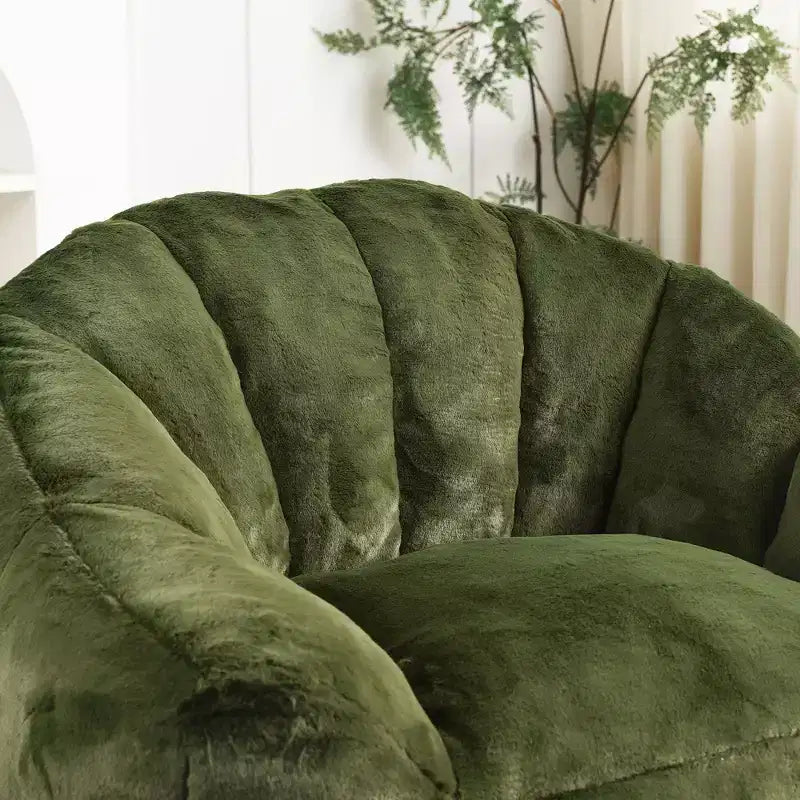 Fauteuil de sol moderne Okak en fausse fourrure moelleuse avec accoudoirs, canapé-lit en mousse haute densité pour salon, chambre à coucher