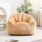 Fauteuil de sol moderne Okak en fausse fourrure moelleuse avec accoudoirs, canapé-lit en mousse haute densité pour salon, chambre à coucher