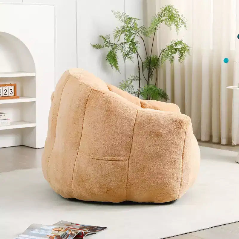 Fauteuil de sol moderne Okak en fausse fourrure moelleuse avec accoudoirs, canapé-lit en mousse haute densité pour salon, chambre à coucher