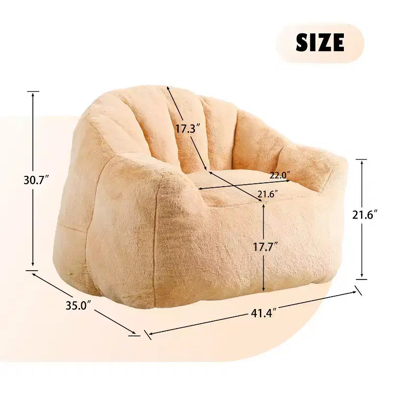 Fauteuil de sol moderne Okak en fausse fourrure moelleuse avec accoudoirs, canapé-lit en mousse haute densité pour salon, chambre à coucher