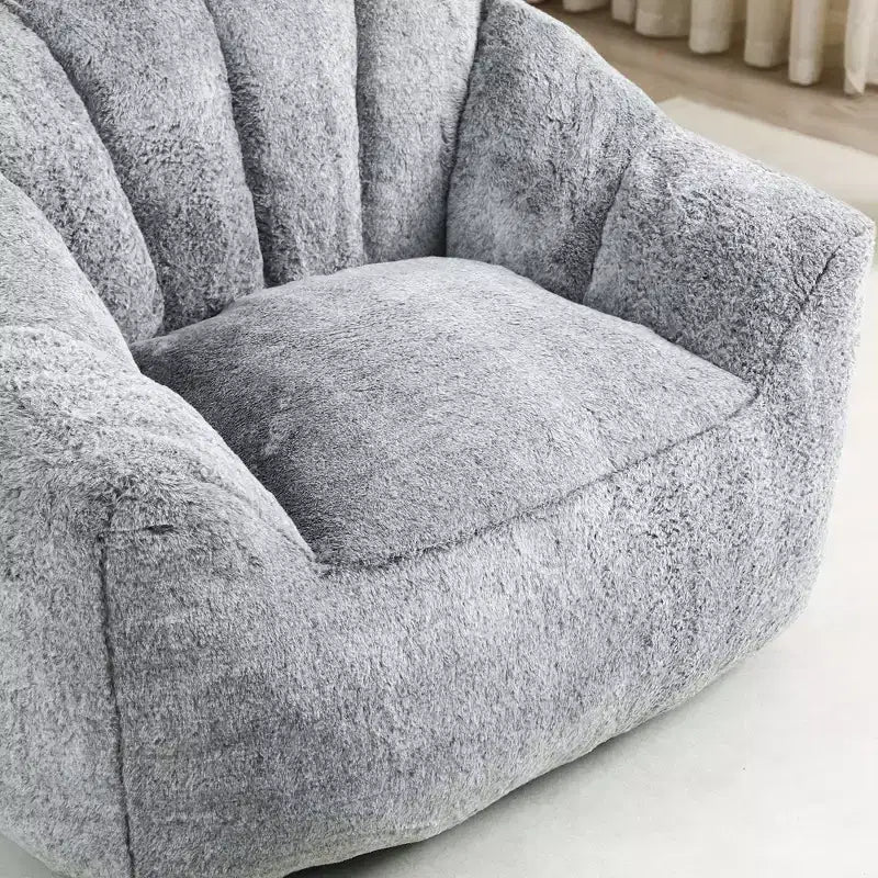Fauteuil de sol moderne Okak en fausse fourrure moelleuse avec accoudoirs, canapé-lit en mousse haute densité pour salon, chambre à coucher