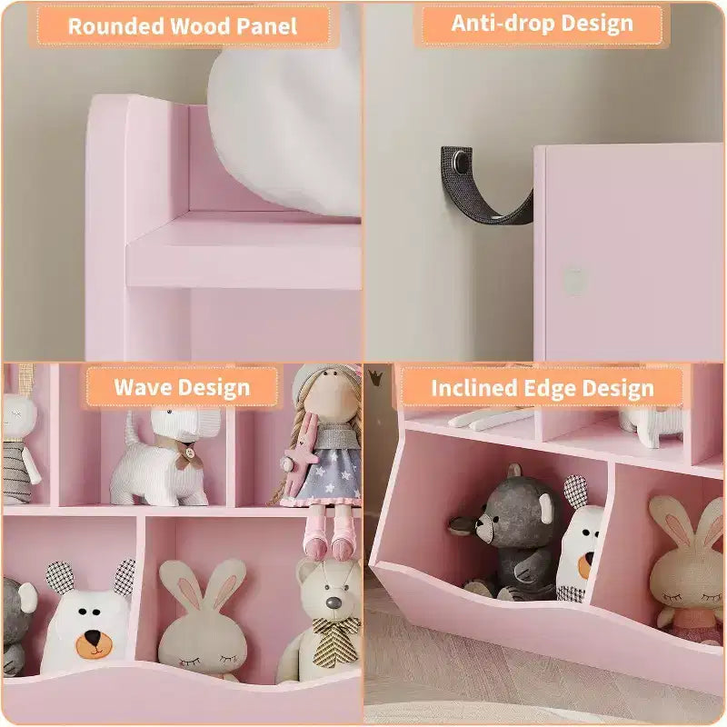 Acekool Bibliothèque pour enfants avec compartiments de rangement, organiseur de jouets et étagère à livres pour salle de jeux, chambre d'enfant, crèche, blanc