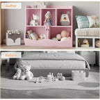 Acekool Bibliothèque pour enfants avec compartiments de rangement, organiseur de jouets et étagère à livres pour salle de jeux, chambre d'enfant, crèche, blanc