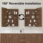 Armoire de salle de bain avec miroir, armoire murale en bois avec miroir et étagères intérieures réglables