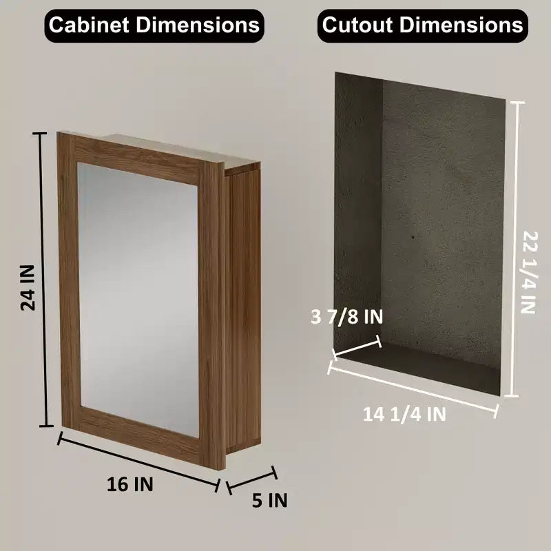 Armoire de salle de bain avec miroir, armoire murale en bois avec miroir et étagères intérieures réglables